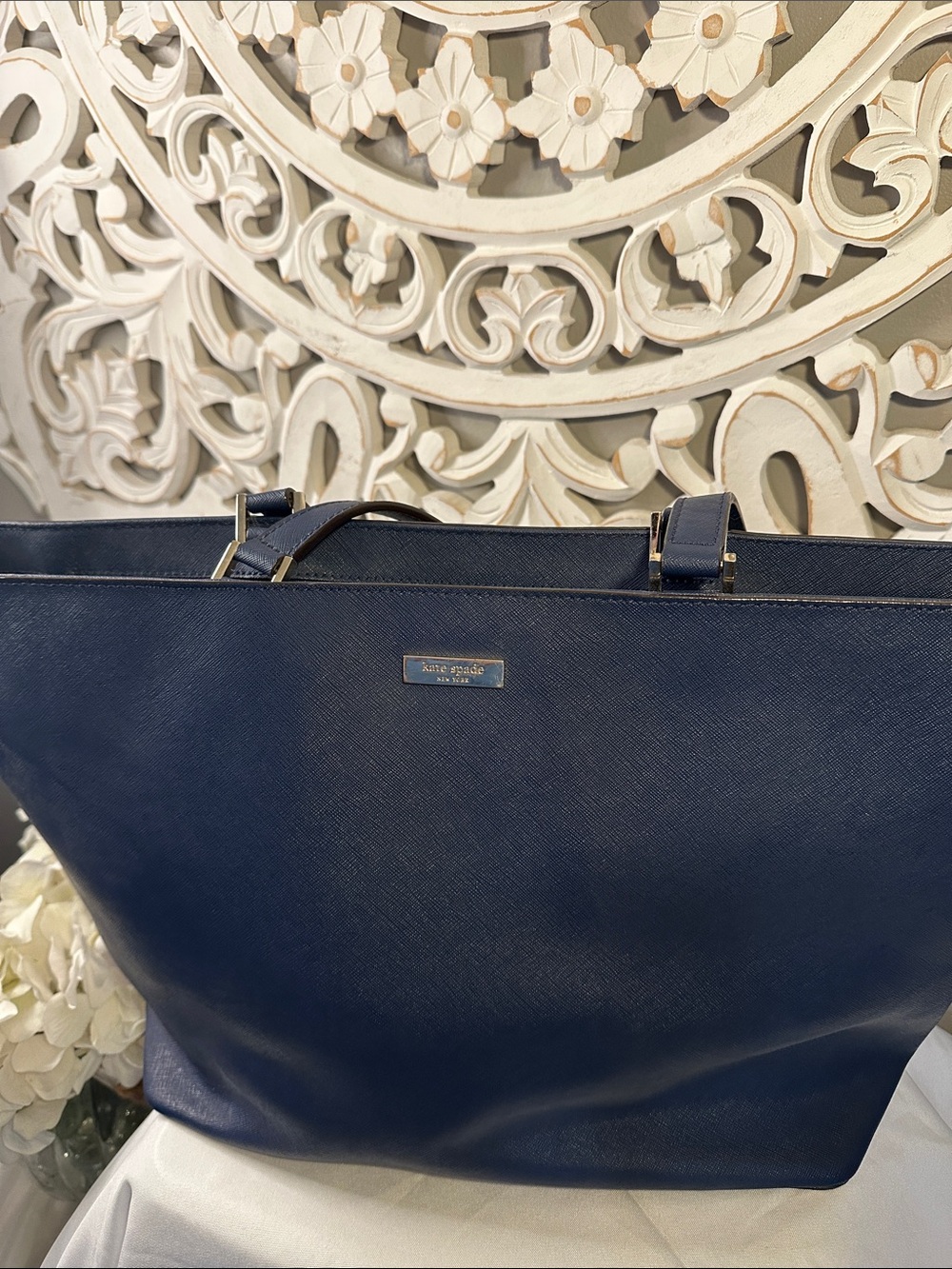 kate spade Navy Saffiano Leather Tote